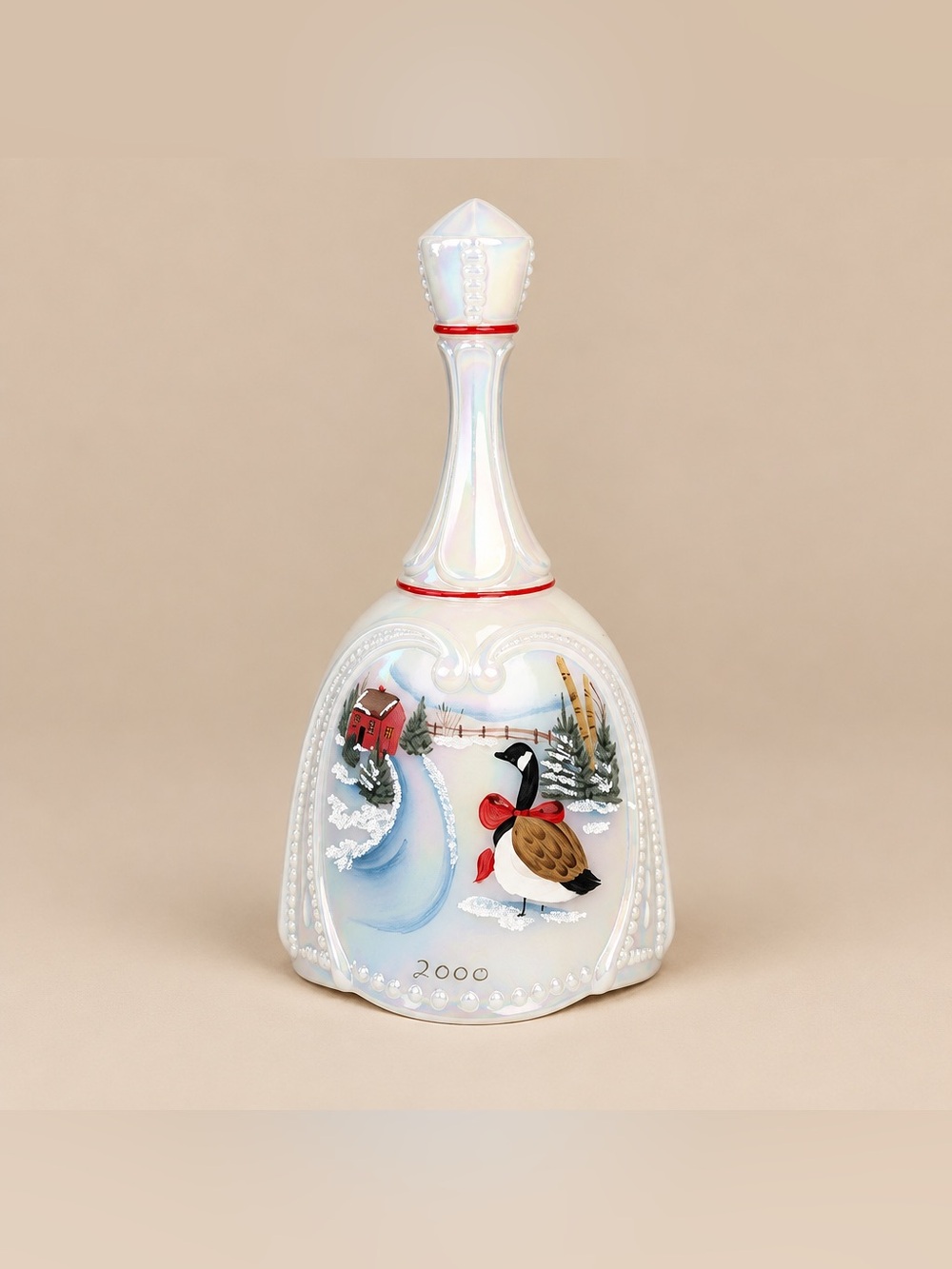 Fenton Art Glass 95th Anniversary Hand-Painted Opalescent Bell from 2000